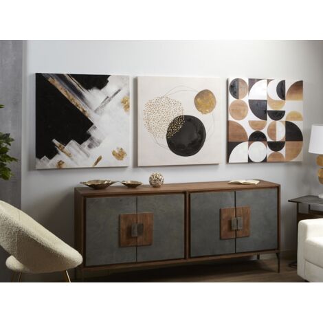 Lienzo Impr. Abstracto Negro/Oro 50% Al Oleo 80X80 Cms. S/3 80X3X80 Cms