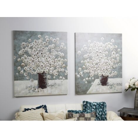 Lienzo Impr. Jarron Flores 50% Al Oleo 100X120 Cms. S/2 100X3X120 Cms