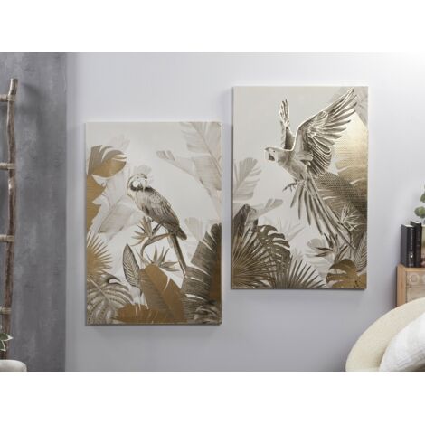 Lienzo Impr. Loro Beige/Oro 80X120 Cms. S/2 80X3X120 Cms