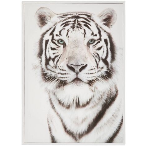 Lienzo infantil Tigre madera - blanco y negro - 50x70 cm - Atmosphera créateur d'intérieur