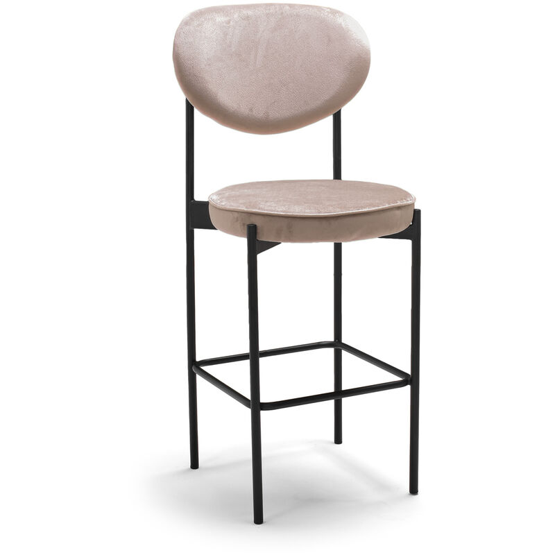 Frankystar - lier - Paire de 2 tabourets hauts design en velours beige