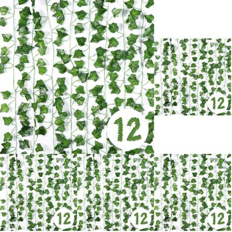 Lierre Artificiel - 12 Pièces - 2,1m - Plastique Et Soie - Décoration Intérieur Extérieur - Vert