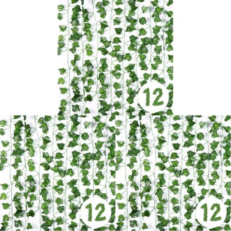 Lierre Artificiel - 12 Pièces - 2,1m - Plastique Et Soie - Décoration Intérieur Extérieur - Vert