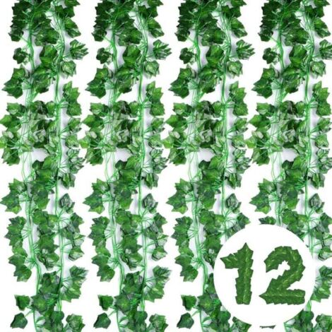 Lierre Artificiel Guirlande Chambre, 12Pcs 2.1m Faux Plante, Decoration pour Extérieur, Noël, halloween,Patio,Mariage,Fête