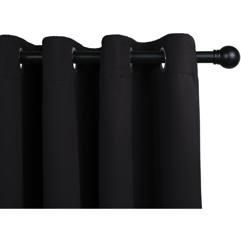 

1x cortina opaca Térmicas con Anillos, 1x cortina Negro 300 x 250 cm, 100% Poliéster - Lifa Living
