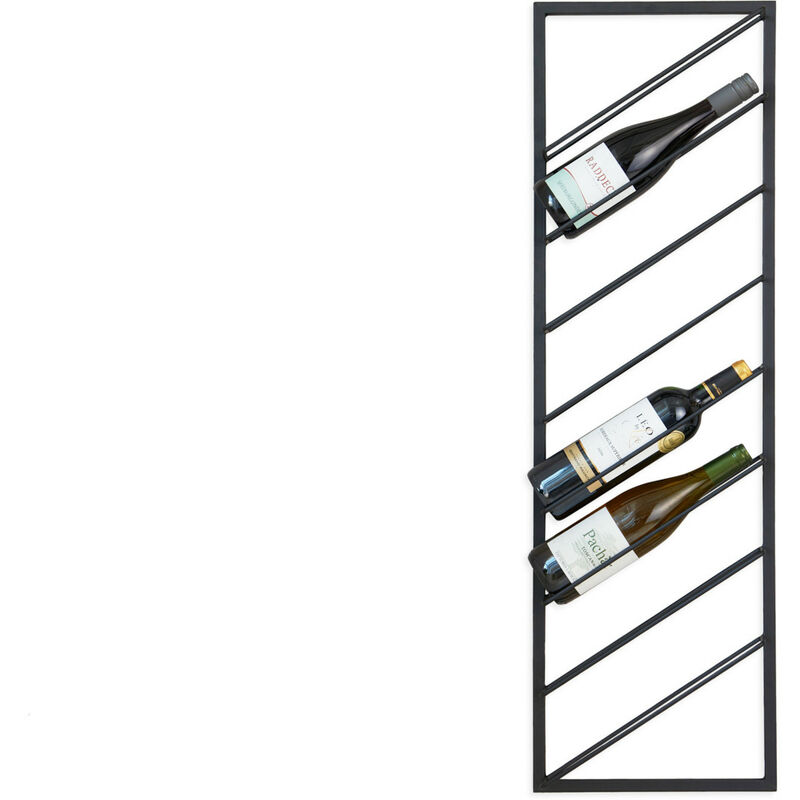 

LIFA LIVING Botellero de vino de pared | Soporte para 8 botellas | Portabotellas de salón, cocina | Estante de vino 100% metal | Color Negro