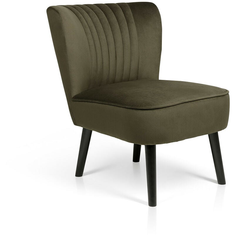 

Butaca terciopelo color crema, butaca de espera, sillón tapizado vintage, silla con patas de madera, capacidad hasta 100 kg - Lifa Living