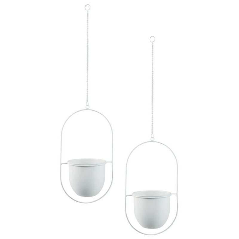 

LIFA LIVING Conjunto de 2 Macetas Blancas, Macetas colgantes para florero dormitorio, Portamacetas industrial metal de para colgar interior max 2kg
