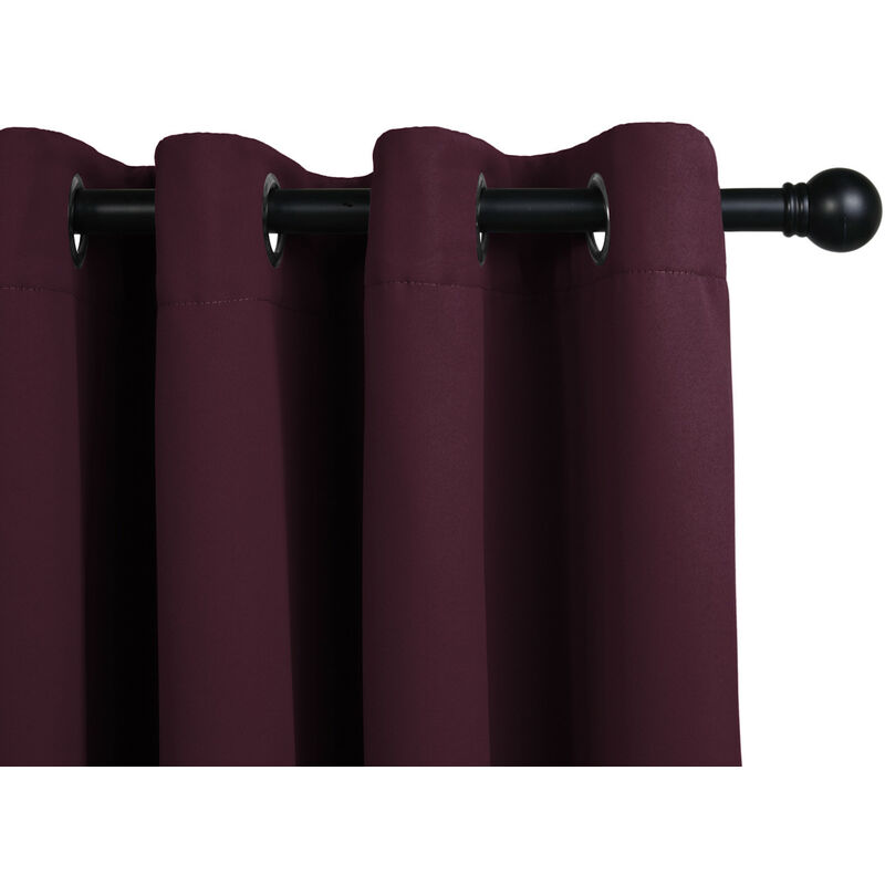

1x cortina opaca Aislantes Termicas, 1x cortina Rojo, 250x150cm, cortina con Ojales 100% Poliéster - Lifa Living