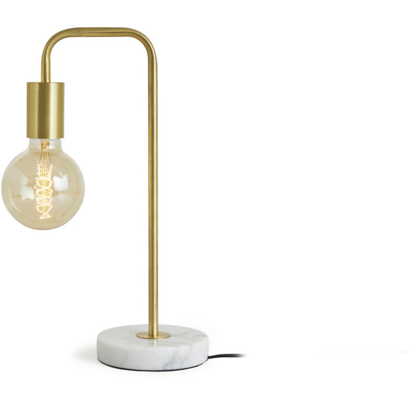 

LIFA LIVING Lámpara de mesa de mármol dorada, lámpara de cabecera dorada, lámpara de escritorio de metal con diseño LED, 21 x 13 x 35 cm, 40W,