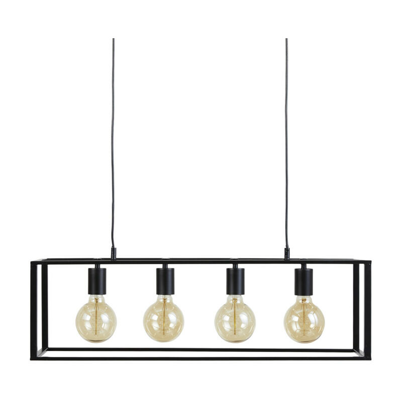 

Lámpara de Suspensión con 4 Luces, Lámpara Rectangular de Estilo Industrial, Lámpara de Metal para Dormitorio Negra, E27, 75 x 22 x 22 cm, Bombillas