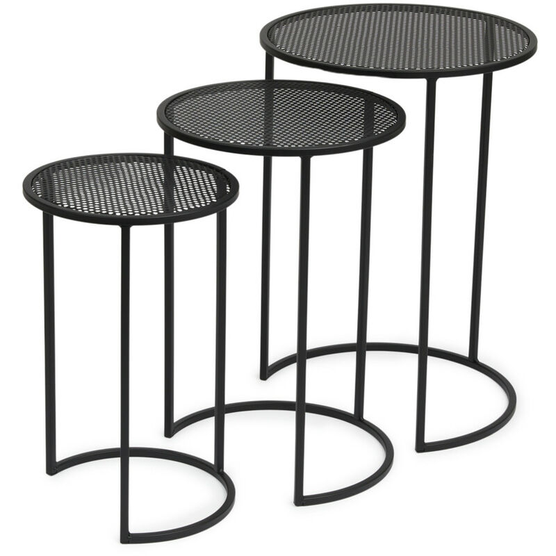 Lifa Living - Lot de 3 table basse gigogne, Table Basse de Salon, Petite Table Scandinave en métal noir, Capacité max de 2.3Kg, 25x25x40cm 30x30x45cm