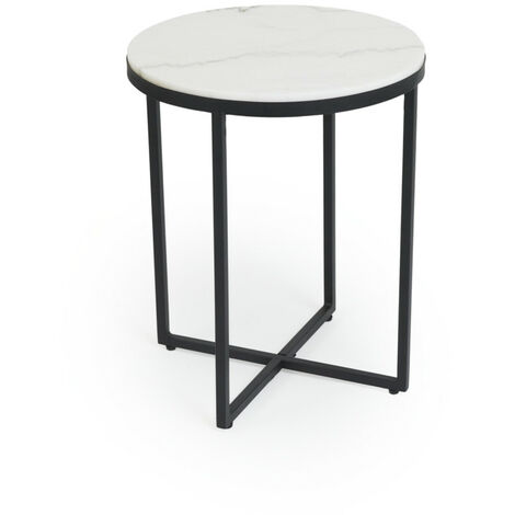 LIFA LIVING Mesa auxiliar moderna de mármol y metal, mesita de noche verde, mesa de sofá, mesitas de centro, capacidad de carga máxima: 15 kg 40 x 50 cm