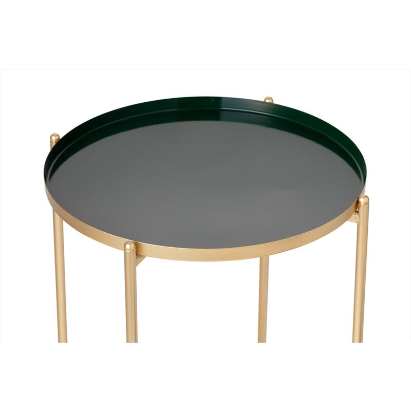 

LIFA LIVING Mesita de Centro Redonda Verde , Mesita Auxiliar Metálica , Diseño Minimalista , Forma Redonda , Ø37.5 x 47,5 cm , Metal