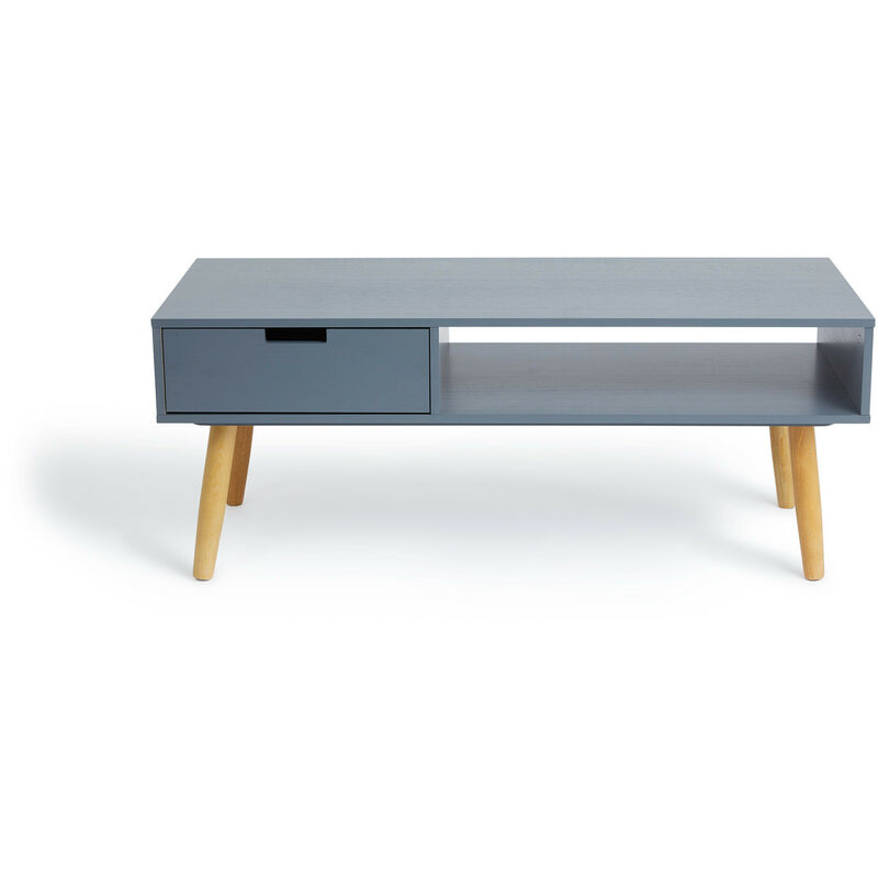 Lifa Living - Meuble TV scandinaves 100x40x40 cm bois et métal, meuble télévision bas et design gris avec tiroirs, table basse pour TV pour salon