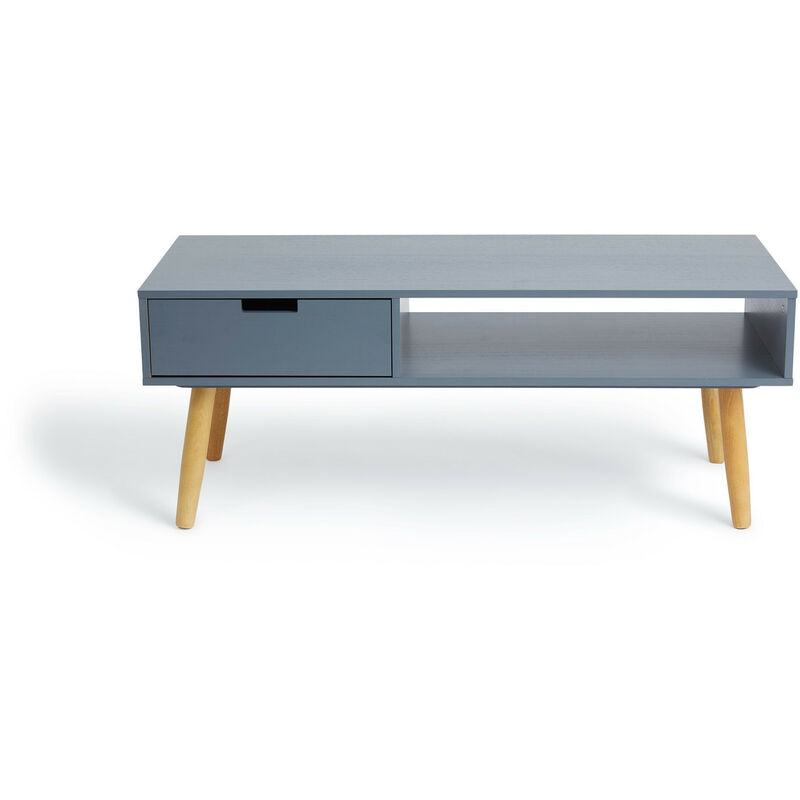 

Mueble TV gris, Mesa televisión de diseño vintage industrial, Soporte para tele con estantes y patas de madera, 40 x 100 x 40 cm - Lifa Living
