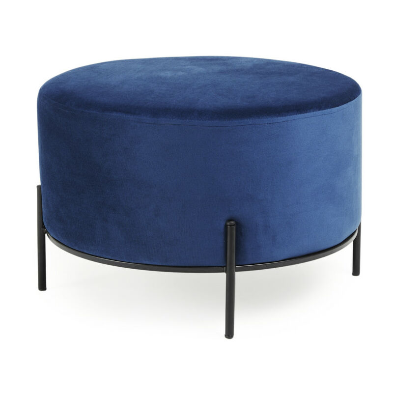 

LIFA LIVING Puf Taburete de Terciopelo Azul , Asiento puf para Interior , Forma cilíndrica , Terciopelo y Metal , Ø55 x 35cm , Carga: 100kg