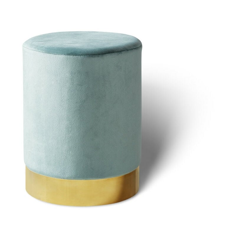 

LIFA LIVING Puff Taburete de Terciopelo, Otomana reposapiés con Borde de Metal Dorado, para salón y Dormitorio