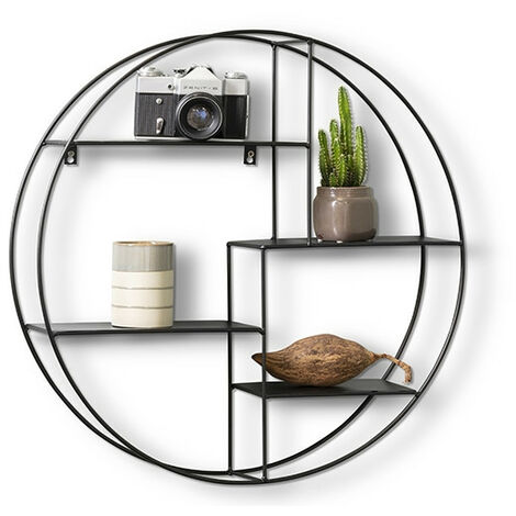 LIFA LIVING Rundes Wandregal modern aus schwarzem Metall, Gewürzregal