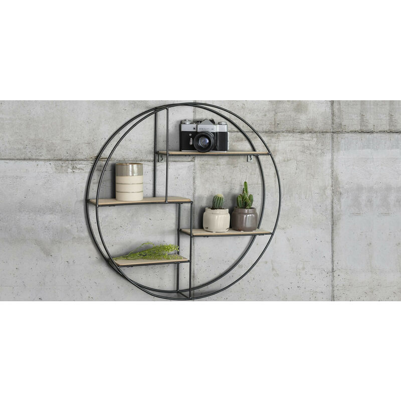Design Wandregal mit 2 Böden Metall Holz Küchenregal Bad Regal Gewürzregal 55cm