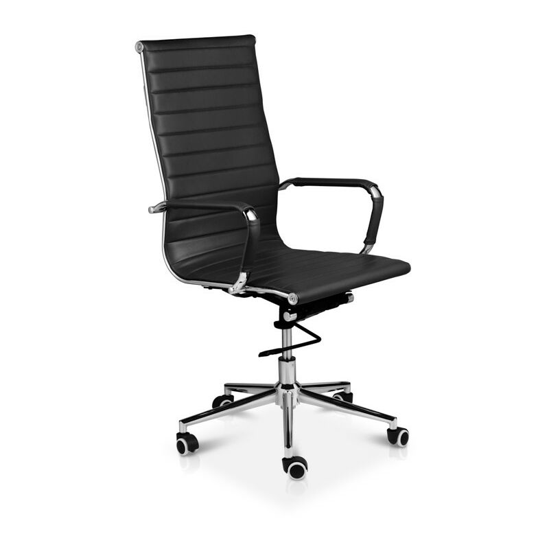 

LIFA LIVING silla de escritorio negro giratoria de cuero, silla oficina , silla de trabajo con altura ajustable 60x51x47cm