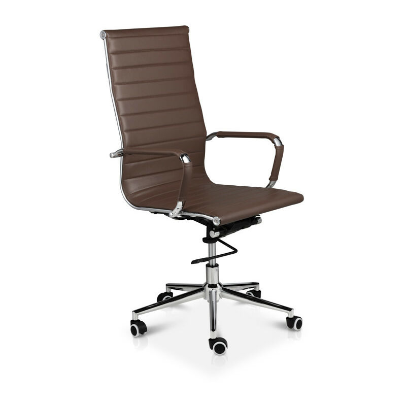 

silla de escritorio marrón giratoria de cuero sintético, silla oficina , silla de trabajo con altura ajustable 60x51x47cm - Lifa Living