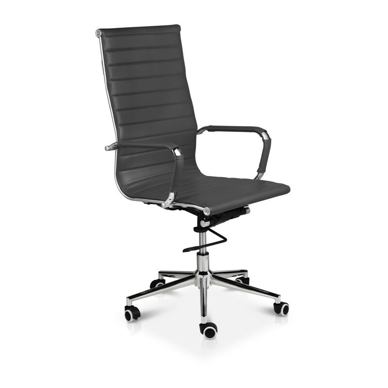 

silla de escritorio gris oscuro giratoria de cuero sintético, silla oficina , silla de trabajo con altura ajustable 60x51x47cm - Lifa Living