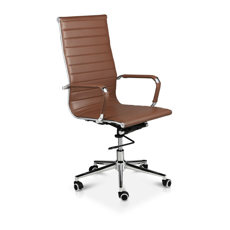 

silla de escritorio coñac giratoria de cuero sintético, silla oficina , silla de trabajo con altura ajustable 60x51x47cm - Lifa Living