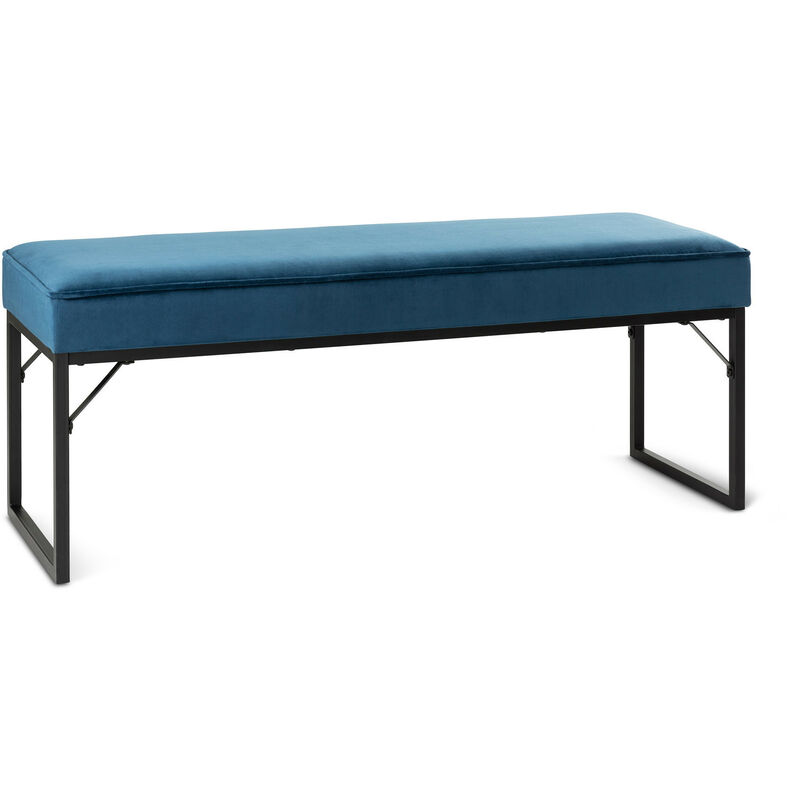 

LIFA LIVING Taburete azul de pie de Cama | Banco de Interior de Acolchado y tapizado | Forrado en Terciopelo | Dimensiones 120 x 40 x 45 cm