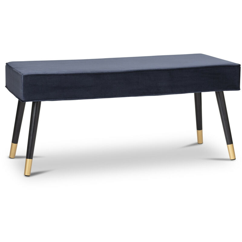 

LIFA LIVING Taburete Otomano Azul , Banco de pie de cama , Forrado en Terciopelo , 2 personas , 101 x 42 x 45 cm