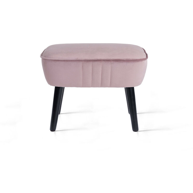 

LIFA LIVING taburete reposapies sofa color rosado, escabel puff relajante de terciopelo, silla taburete bajo base de madera, 38x35x53cm