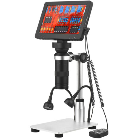 LIFCAUSAL 7 Zoll 1200X LCD Digitalmikroskop mit wiederaufladbarer tragbarer Kamera, Fernbedienung, 8 einstellbaren LED-Beleuchtungsstufen und Stativ für elektronische Schaltungen