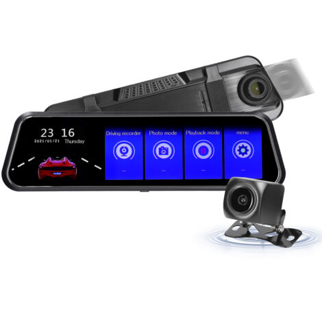 LIFCAUSAL 9,66 Zoll Touchscreen-Dashcam, Dual-DVR 1080P, Front-/Rückansicht, 170°-Weitwinkel mit Nachtsicht, Erschütterungserkennung und Loop-Aufnahme