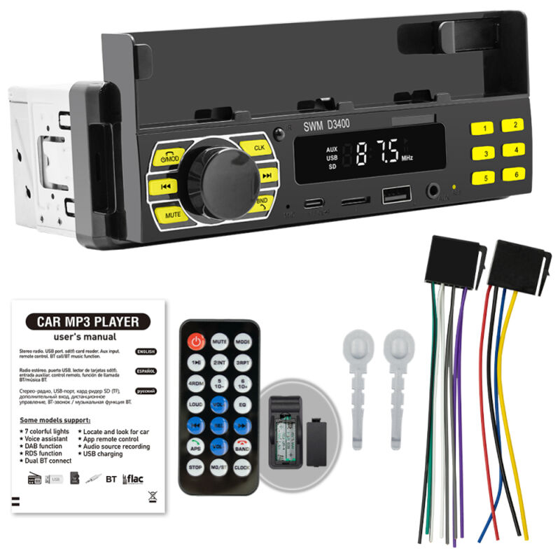 Lifcausal - Autoradio Bluetooth Multifonction Lecteur MP3/Radio fm, Appels Mains Libres, Ports USB/Carte TF/Entrée Aux, App de Localisation Voiture,