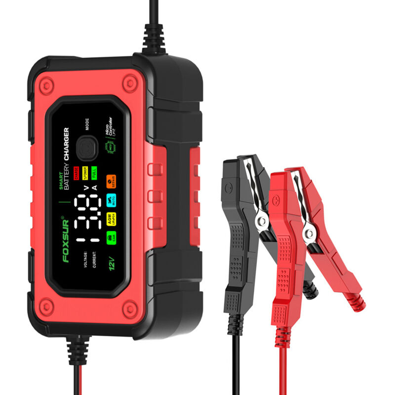 Lifcausal - Chargeur de batterie de voiture Chargeur de batterie intelligent avec fonction Grand écran coloré Protection multiple 100-240 v pour