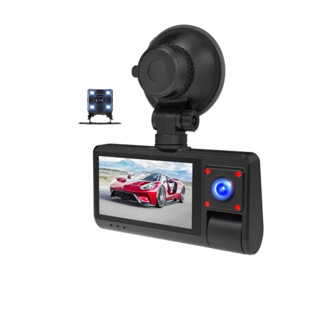 LIFCAUSAL Dashcam G50 3'' Touchscreen mit mobiler App, HD-Infrarot-Nachtsicht, 3 Kameras (Front/Innen/Rückseite)