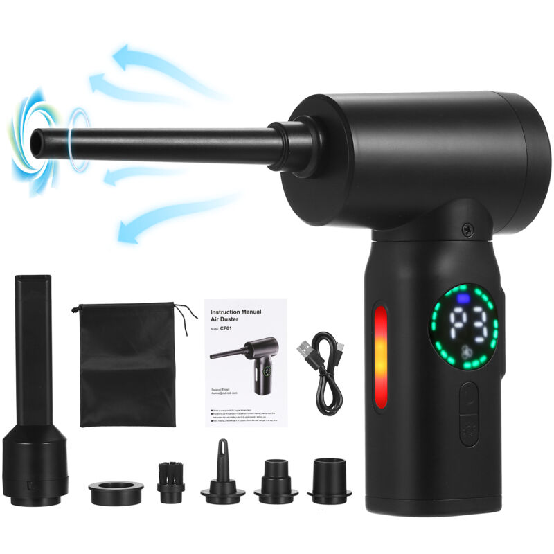 Dépoussiéreur à air comprimé - Nettoyeur avec moteur à brosse à écran numérique, 100 w 7 500 mAh Dépoussiéreur à air électrique - Lifcausal