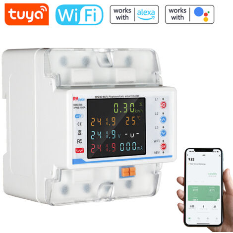 Lifcausal – Disjoncteur intelligent WiFi – Réenclenchement automatique – Compteur d'énergie 3P4W – Protection sous-tension et surtension – Contrôle à distance