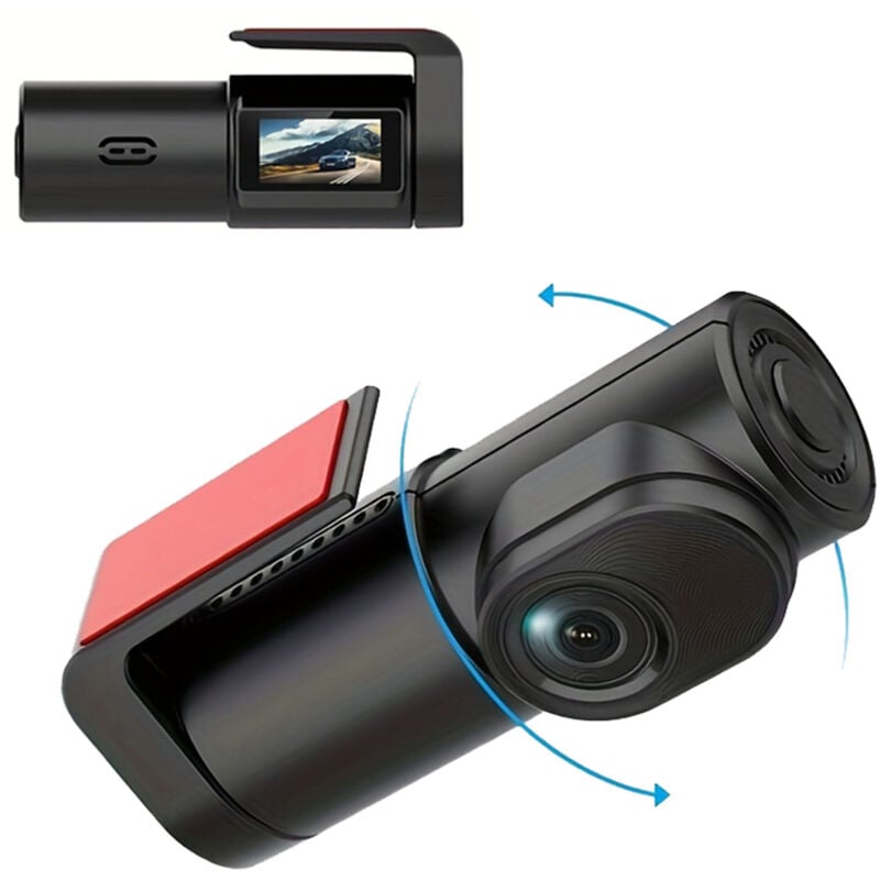 Lifcausal - Enregistreur de conduite monté à l'avant, 1080P, mini enregistreur de conduite intelligent pour voiture WiFi 360 °, application avec