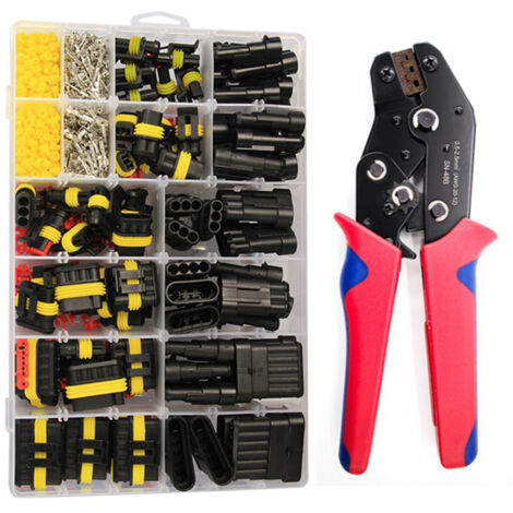 Lifcausal – Kit de 708 connecteurs électriques étanches – Conductivité améliorée – IP68 – Pour voitures, motos, camions, bateaux – Pince à sertir incluse