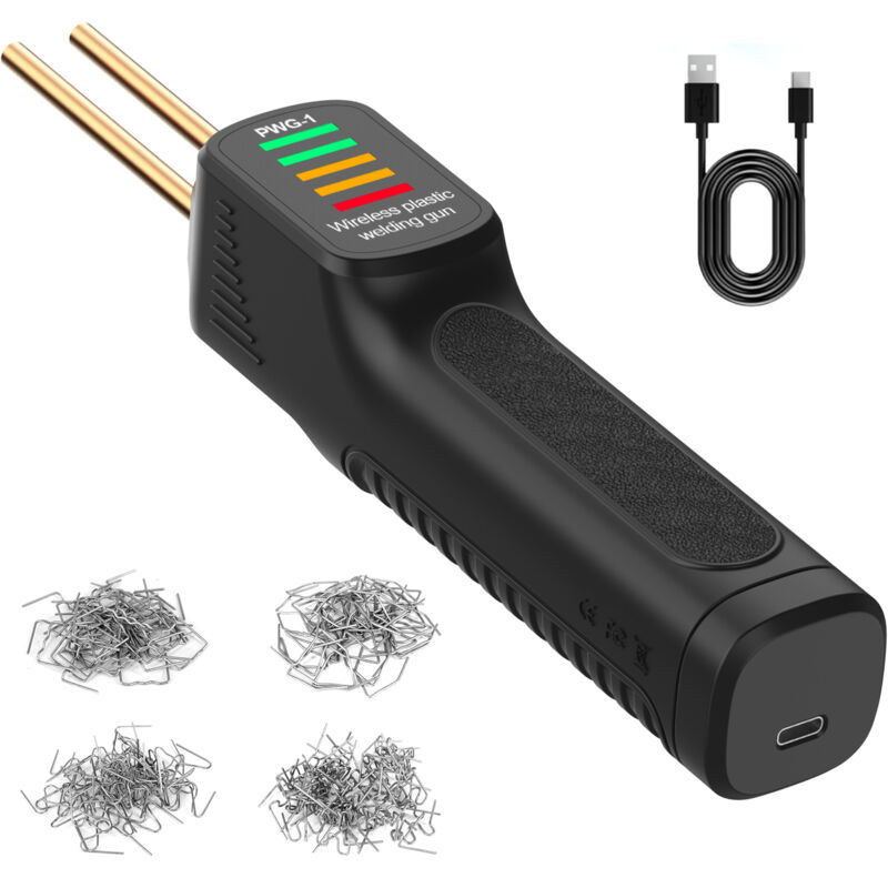 Lifcausal - Kit de soudage plastique sans fil, kit de soudage plastique portable rechargeable avec 200 agrafes, mini machine à souder portable pour