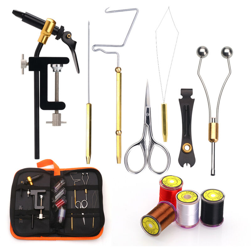 Lifcausal - Kit d'outils de montage de mouches avec enfile-mouche, aiguille, fouet, ciseaux, kits de montage de mouches pour professionnels de la