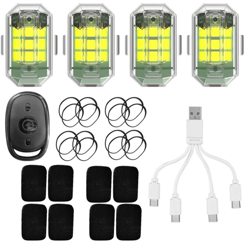 Lifcausal - Lumière stroboscopique led à télécommande sans fil pour moto, voiture, vélo, scooter, lampe d'avertissement anti-collision, indicateur de