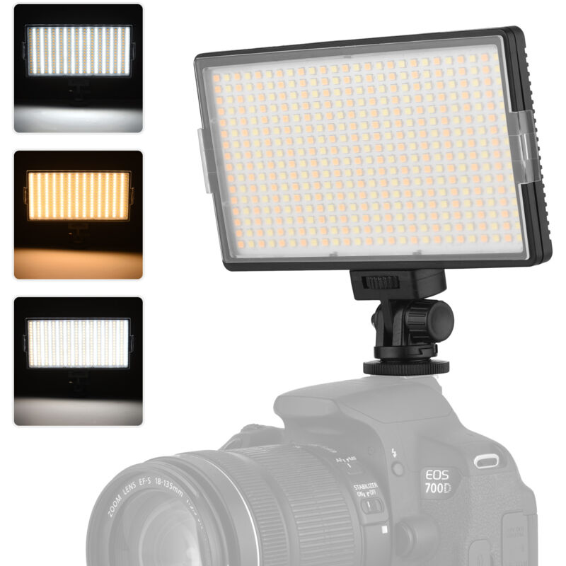 LIFCAUSAL Lumière vidéo LED, 416 perles de lampe lumineuses, température de couleur double réglable, luminosité 3200-5600K réglable, avec trou de vis