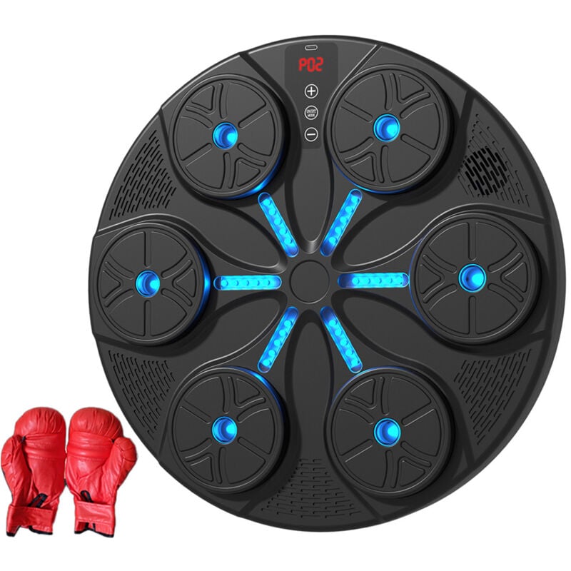 Lifcausal - Machine de boxe musicale intelligente avec gants bt Équipement d'entraînement de mise au point de cible de boxe fixé au mur Vitesse/mode