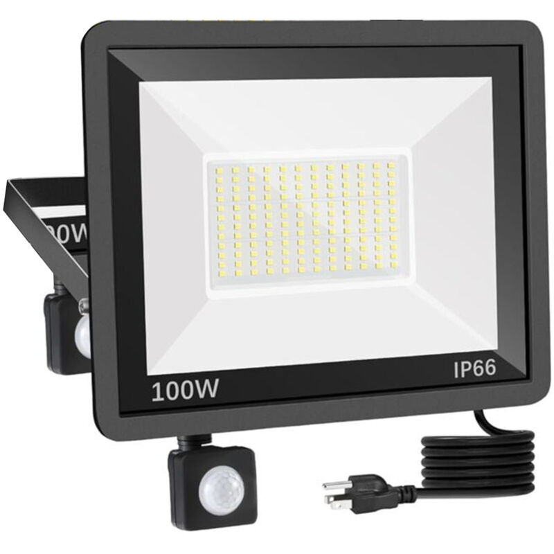 Projecteur led Extérieur Détecteur de Mouvement 100W,11500LM Spot led Extérieur Étanche IP66 6500K Blanc Froid Pour Cour, Garage,Patio - 1pcs
