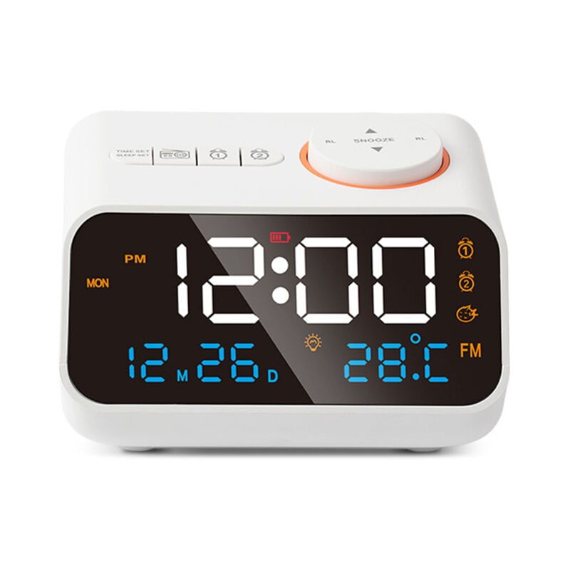 Lifcausal - Réveil multifonction avec radio fm, horloge numérique led rechargeable avec affichage de la température et de l'humidité