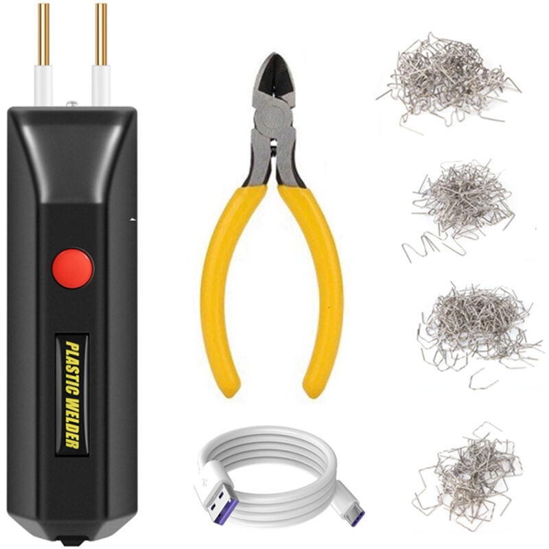 LIFCAUSAL Soudeur plastique, kit de soudage plastique sans fil avec 400 agrafes, mini machine à souder portative pour réparation de fissures en
