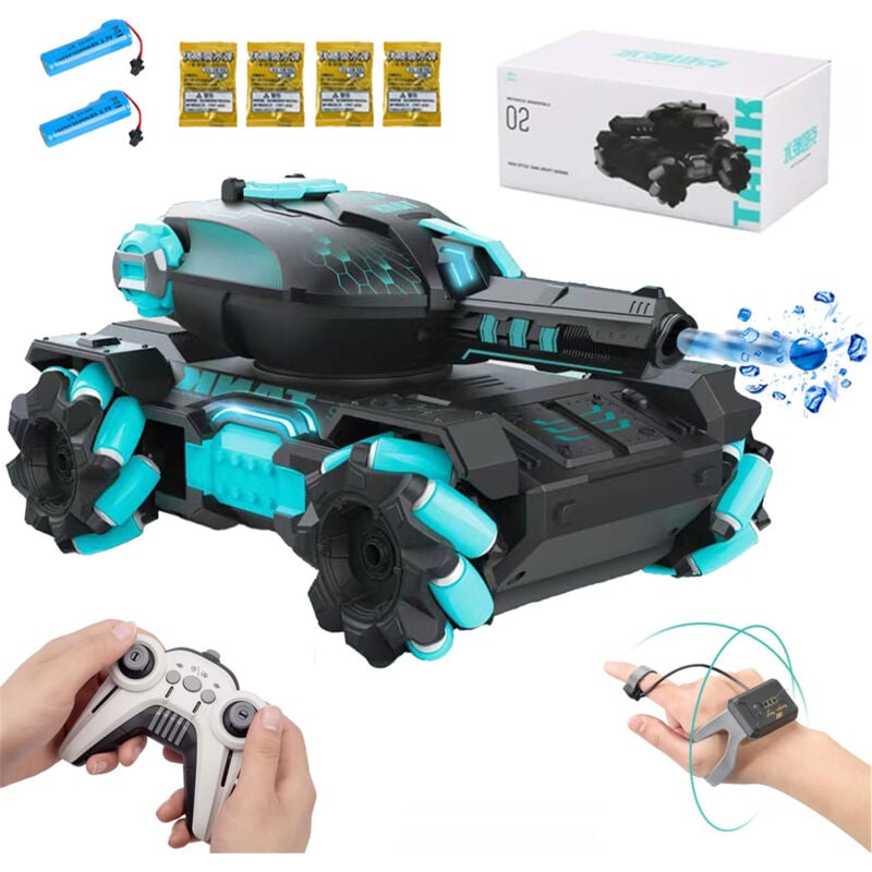 Lifcausal - Tank Battle Dual Mode, réservoir de contrôle de gants, wagon-citerne télécommandé 2,4 GHz, télécommande à capteur de geste, rotation à