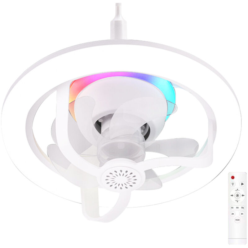 Lifcausal - Ventilateur led 50 w avec télécommande E27 à tête mobile rvb, lampe de plafond pour aromathérapie, veilleuse colorée à intensité variable